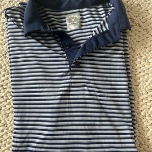 Callaway Navy and White Striped Polo